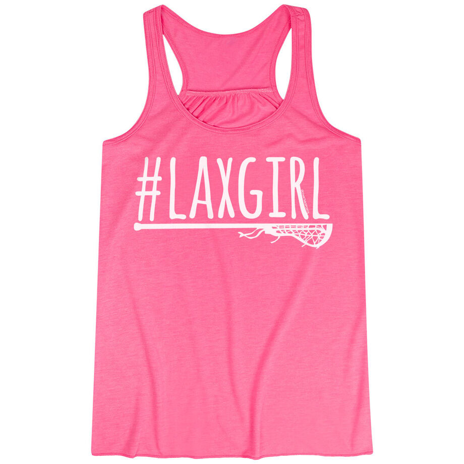 Girls Lacrosse Flowy Racerback Tank Top - #LAXGIRL