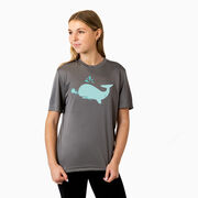 Girls Lacrosse Short Sleeve Performance Tee - Chevron Lax Whale