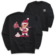 Girls Lacrosse Crewneck Sweatshirt - Top Shelf Elf (Back Design)