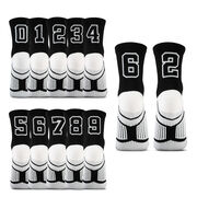 Team Number Woven Quarter Length Socks - Black