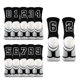 Team Number Woven Quarter Length Socks - Black