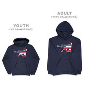 Girls Lacrosse Hooded Sweatshirt - Patriotic LuLa the Lax Dog