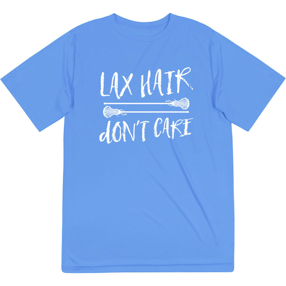 Girls Lacrosse Short Sleeve Performance Tee - Lax Hair Don't Care