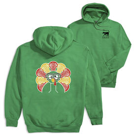 Girls Lacrosse Hooded Sweatshirt - Goofy Turkey Player (Back Design)