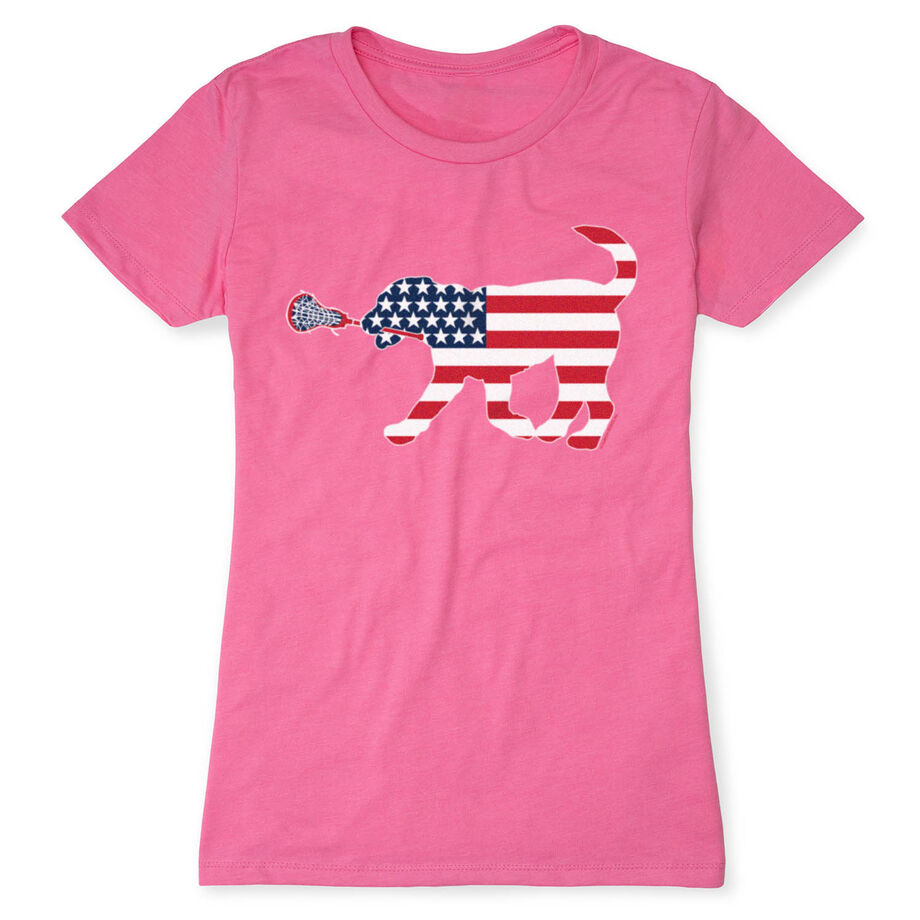 Girls Lacrosse Women's Everyday Tee - Patriotic LuLa the Lax Dog