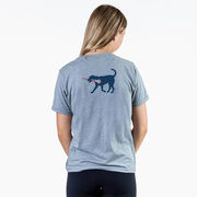 Girls Lacrosse Short Sleeve T-Shirt - LuLa the Lax Dog Blue (Back Design)