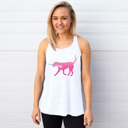 Girls Lacrosse Flowy Racerback Tank Top - LuLa the LAX Dog (Pink)