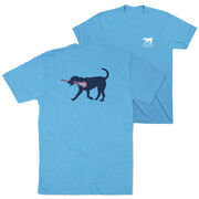 Girls Lacrosse Short Sleeve T-Shirt - LuLa the Lax Dog Blue (Back Design)