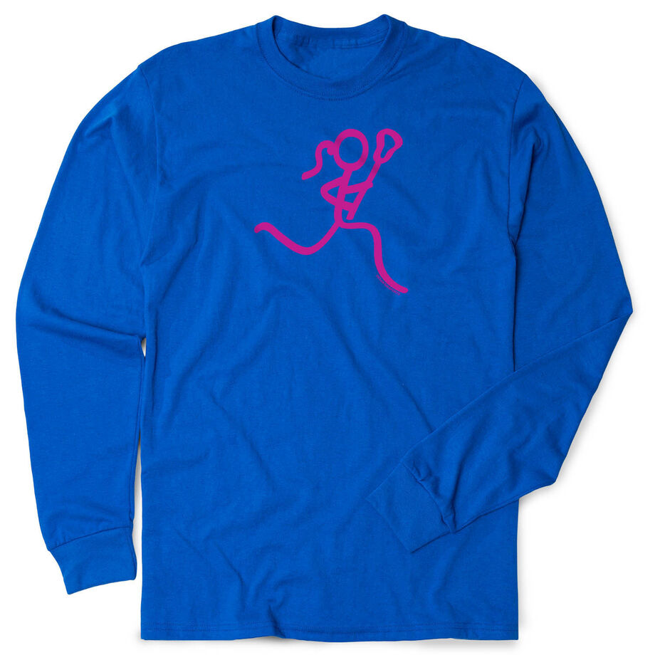 Girls Lacrosse Tshirt Long Sleeve - Neon Lax Girl - Personalization Image