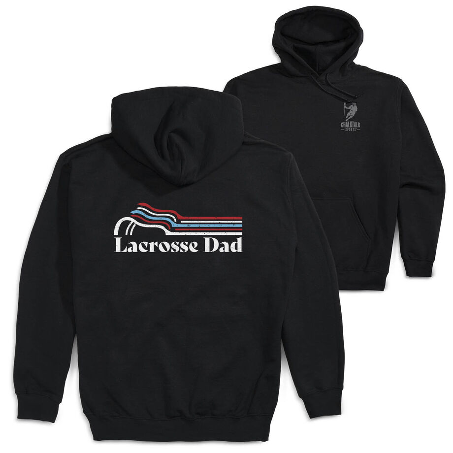 Guys Lacrosse Hooded Sweatshirt - Lacrosse Dad Sticks (Back Design)