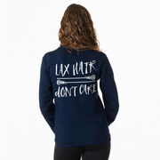 Girls Lacrosse Tshirt Long Sleeve - Lax Hair Don't Care (Back Design)