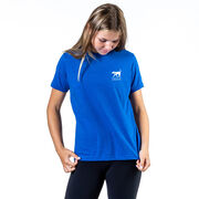 Girls Lacrosse Short Sleeve T-Shirt - Patriotic Lax Girl (Back Design)