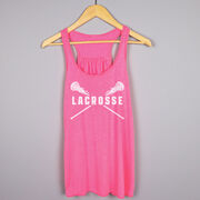 Girls Lacrosse Flowy Racerback Tank Top - Crossed Girls Sticks