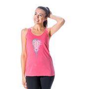 Girls Lacrosse Women's Everyday Tank Top - Lacrosse Stick Heart Pink Teal White