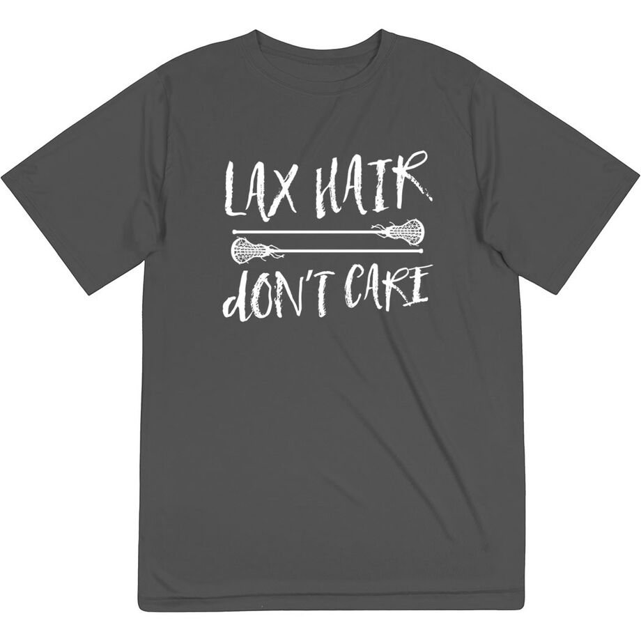 Girls Lacrosse Short Sleeve Performance Tee - Lax Hair Don't Care - Personalization Image