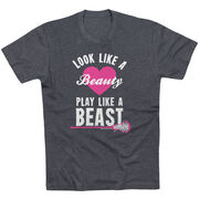 Girls Lacrosse Tshirt Short Sleeve Look Like A Beauty Play Like A Beast