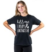 Girls Lacrosse Short Sleeve T-Shirt - Kiss Me I Play Lacrosse