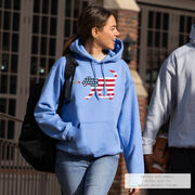 Girls Lacrosse Hooded Sweatshirt - Patriotic LuLa the Lax Dog