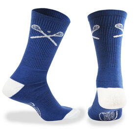 Lacrosse Woven Mid-Calf Socks - Crossed Sticks (Blue)