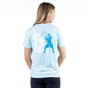 Girls Lacrosse Short Sleeve T-Shirt - My Goal Is To Deny Yours Goalie (Back Design)