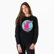 Girls Lacrosse Tshirt Long Sleeve - Lacrosse Dog with Girl Stick