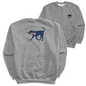 Girls Lacrosse Crewneck Sweatshirt - LuLa The LAX Dog (Blue) (Back Design)