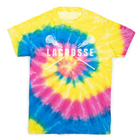 Girl's Lacrosse Short Sleeve T-Shirt - Lacrosse Girls Crossed Sticks Tie Dye