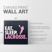 Girls Lacrosse Canvas Wall Art - Eat Sleep Lacrosse