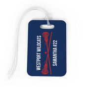 Girls Lacrosse Bag/Luggage Tag - Personalized Text with Crossed Sticks