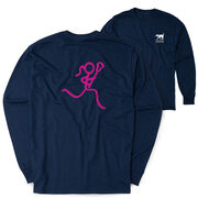 Girls Lacrosse Tshirt Long Sleeve - Neon Lax Girl (Back Design)