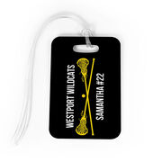 Girls Lacrosse Bag/Luggage Tag - Personalized Text with Crossed Sticks