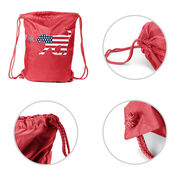 Girls Lacrosse Drawstring Backpack Patriotic LuLa the Lax Dog