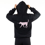 Girls Lacrosse Hooded Sweatshirt - LuLa the Lax Dog (Pink) (Back Design)