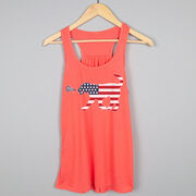 Girls Lacrosse Flowy Racerback Tank Top - Patriotic LuLa the Lax Dog