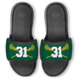 Girls Lacrosse Repwell&reg; Slide Sandals - Crossed Sticks with Number