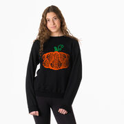 Girls Lacrosse Crewneck Sweatshirt - Lax Stick Pumpkin
