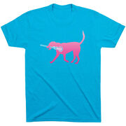 Girls Lacrosse Short Sleeve T-Shirt LuLa the Lax Dog (Pink)