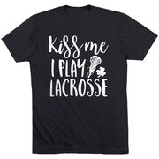 Girls Lacrosse Short Sleeve T-Shirt - Kiss Me I Play Lacrosse