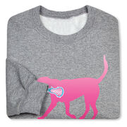 Girls Lacrosse Crewneck Sweatshirt - LuLa the LAX Dog (Pink)