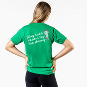 Girls Lacrosse Short Sleeve T-Shirt - Play Hard Dream Big Lax Strong (Back Design)