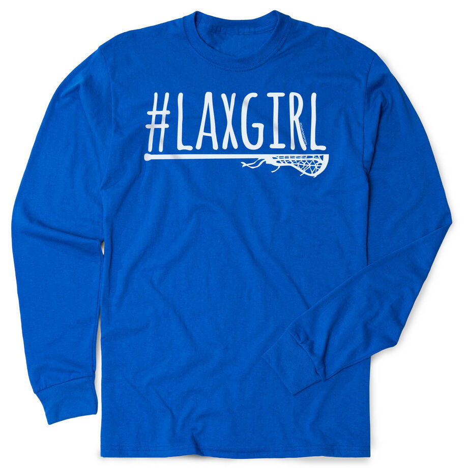Girls Lacrosse Tshirt Long Sleeve - #LAXGIRL - Personalization Image