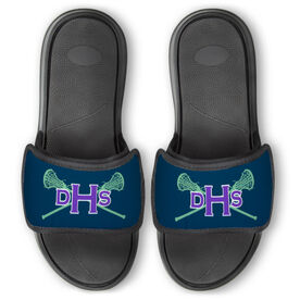 Girls Lacrosse Repwell&reg; Slide Sandals - Monogram with Lax Sticks
