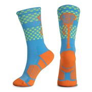 Girls Lacrosse Woven Mid-Calf Socks - Tropic (Blue/Green/Orange)