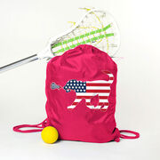 Girls Lacrosse Drawstring Backpack Patriotic LuLa the Lax Dog
