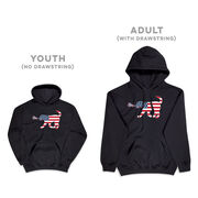 Girls Lacrosse Hooded Sweatshirt - Patriotic LuLa the Lax Dog