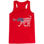 Girls Lacrosse Flowy Racerback Tank Top - Patriotic LuLa the Lax Dog