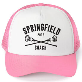 Girls Lacrosse Trucker Hat - Team Name Coach With Curved Text