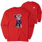 Girls Lacrosse Tshirt Long Sleeve - Lily The Lacrosse Dog (Back Design)