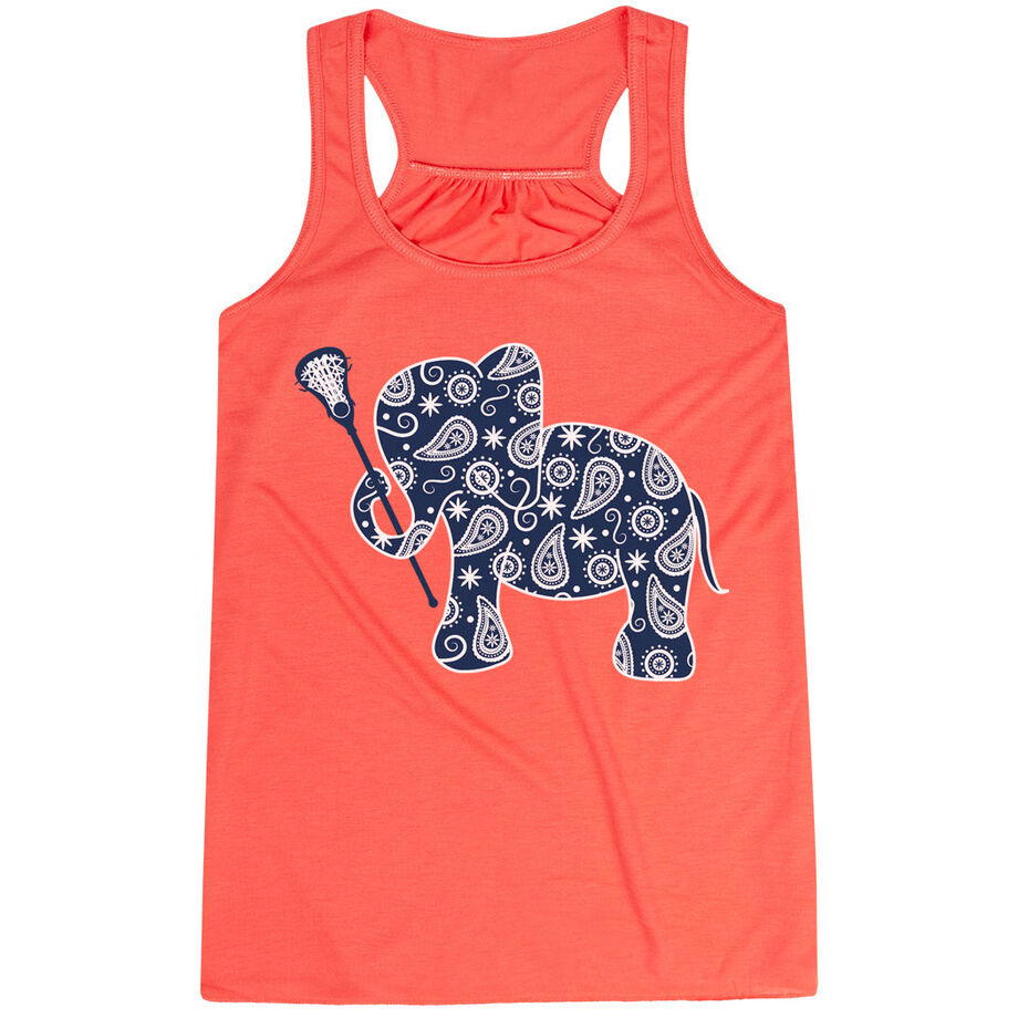 Girls Lacrosse Flowy Racerback Tank Top - Lax Elephant