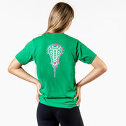 Girls Lacrosse Short Sleeve T-Shirt - Lacrosse Stick Heart (Back Design)